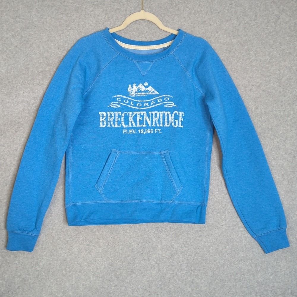 New Colorado Breckenridge‎ Crewneck Sweatshirt Pullover Pocket Blue Small